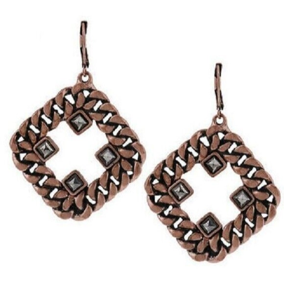 Heidi Klum Curblink Chain and Crystal Earrings  J261748  Rosetone - Picture 1 of 1